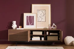 Meuble TV vintage en bois foncé avec rangements fermés L160 cm MANNY