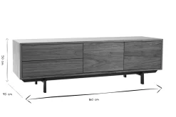 Meuble TV vintage en bois foncé avec rangements fermés L160 cm MANNY