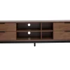 Meuble TV vintage finition bois foncé noyer et métal noir avec rangements L180 cm SARTO