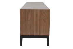 Meuble TV vintage finition bois foncé noyer et métal noir avec rangements L180 cm SARTO