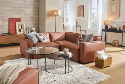Module d'angle central pour canapé en cuir marron SPLIT