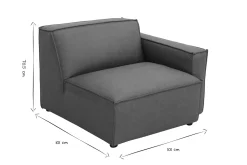 Module d'angle droit pour canapé en cuir marron SPLIT