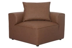 Module d'angle droit pour canapé en cuir marron FERGUS
