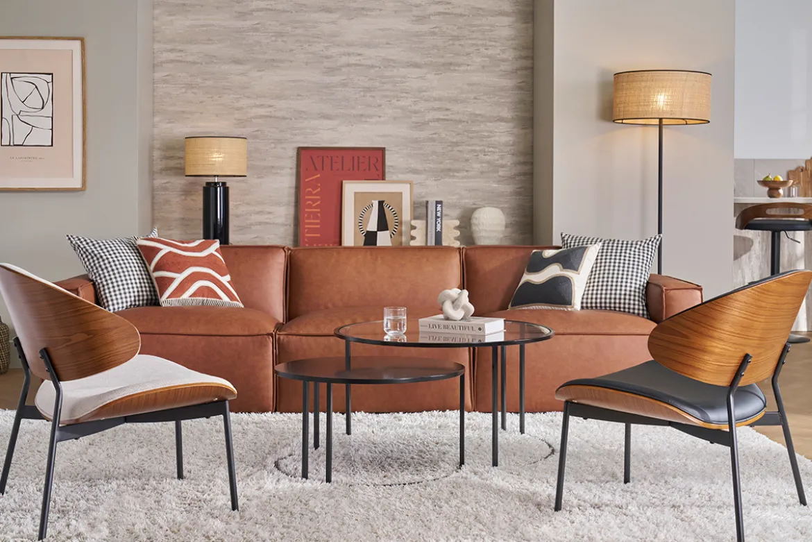 Module droit pour canapé en cuir marron SPLIT