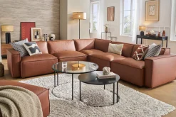 Module droit pour canapé en cuir marron SPLIT