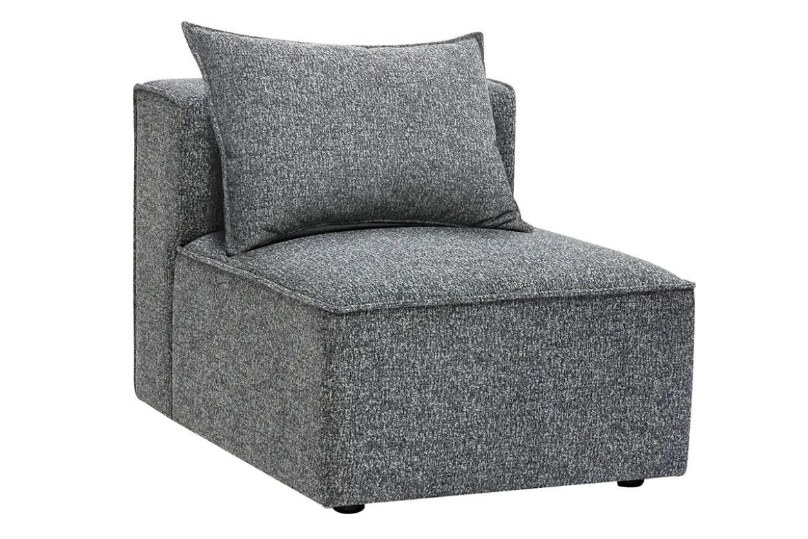 Module droit pour canapé en tissu chiné gris foncé KERRY
