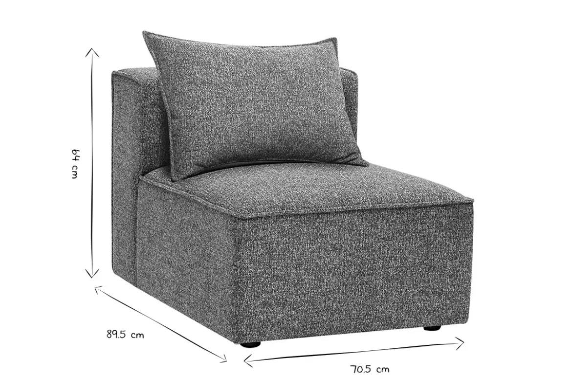 Module droit pour canapé en tissu chiné gris foncé KERRY