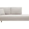 Méridienne scandinave en tissu effet velours texturé beige et bois clair BERTILLE