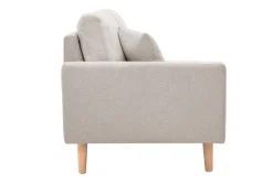 Méridienne scandinave en tissu effet velours texturé beige et bois clair BERTILLE
