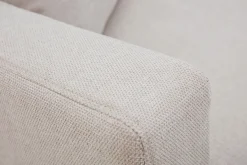 Méridienne scandinave en tissu effet velours texturé beige et bois clair BERTILLE