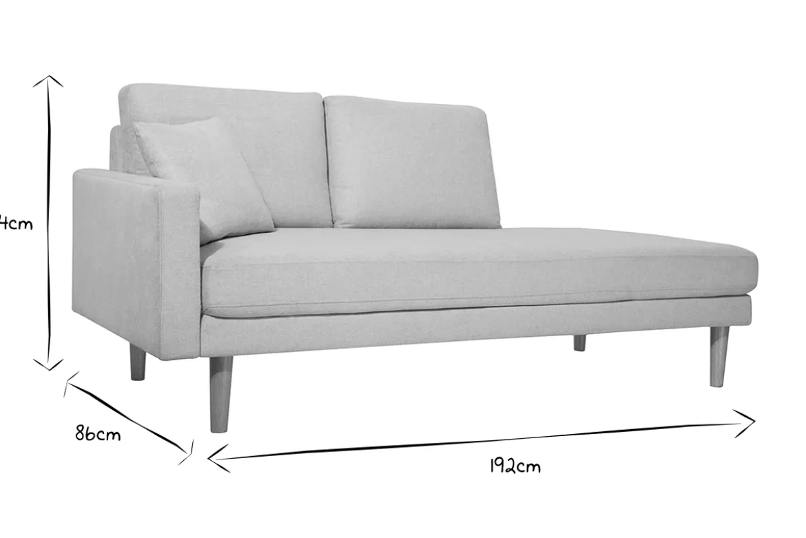 Méridienne scandinave en tissu effet velours texturé beige et bois clair BERTILLE