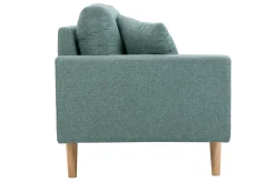 Méridienne scandinave en tissu vert de gris et bois clair massif L190 cm BERTILLE
