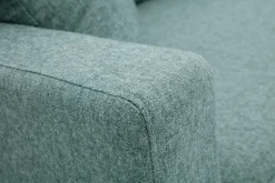 Méridienne scandinave en tissu vert de gris et bois clair massif L190 cm BERTILLE