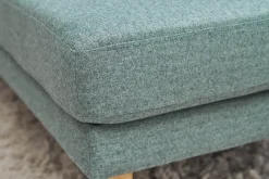 Méridienne scandinave en tissu vert de gris et bois clair massif L190 cm BERTILLE