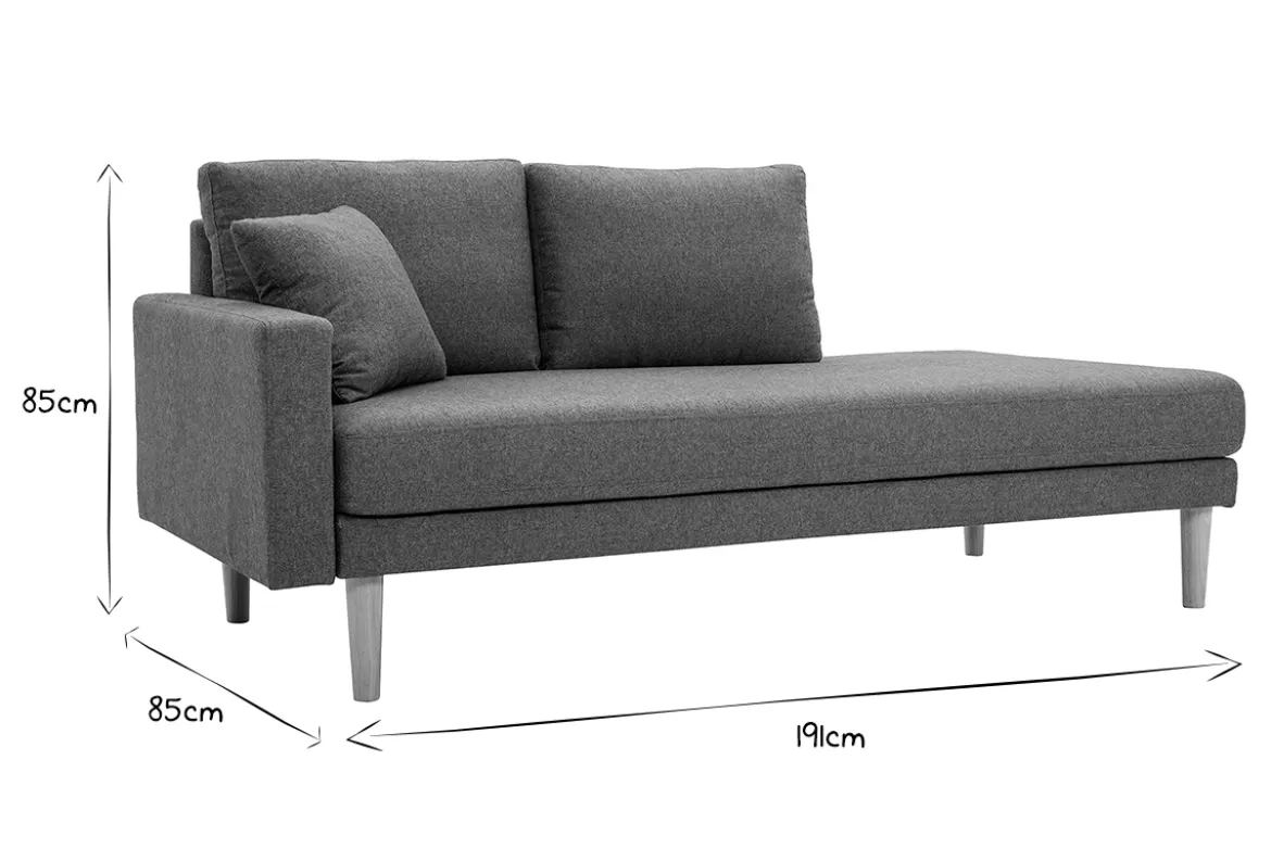 Méridienne scandinave en tissu vert de gris et bois clair massif L190 cm BERTILLE