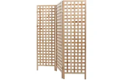 Paravent en bois clair motif ajouré 3 vantaux L133 cm AKKIKO