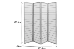 Paravent japonais en bois et papier de riz L177 cm GIBON