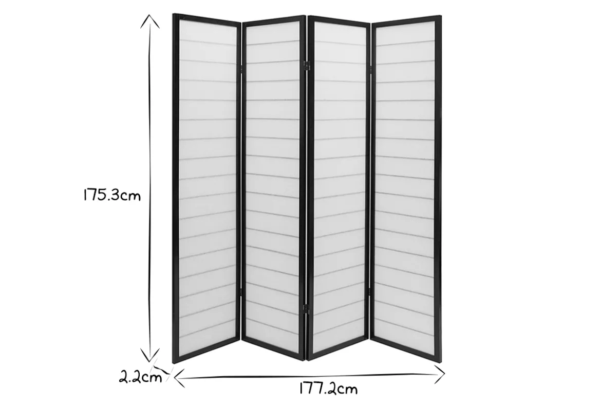 Paravent japonais en bois noir et papier de riz L177 cm GIBON