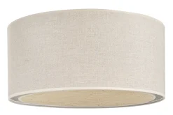 Plafonnier cylindrique en lin beige et rabane naturelle D40 cm TRAVES