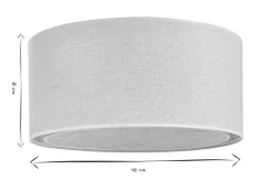Plafonnier cylindrique en lin beige et rabane naturelle D40 cm TRAVES