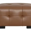 Pouf repose-pieds design en cuir marron CORTO