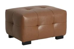 Pouf repose-pieds design en cuir marron CORTO