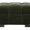 Pouf repose-pieds design en tissu effet velours vert kaki CORTO