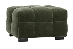 Pouf repose-pieds design en tissu effet velours vert kaki CORTO