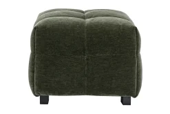 Pouf repose-pieds design en tissu effet velours vert kaki CORTO