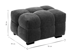 Pouf repose-pieds design en tissu effet velours vert kaki CORTO