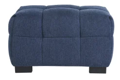 Pouf repose-pieds design en tissu effet velours texturé bleu foncé CORTO