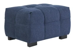 Pouf repose-pieds design en tissu effet velours texturé bleu foncé CORTO