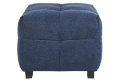 Pouf repose-pieds design en tissu effet velours texturé bleu foncé CORTO