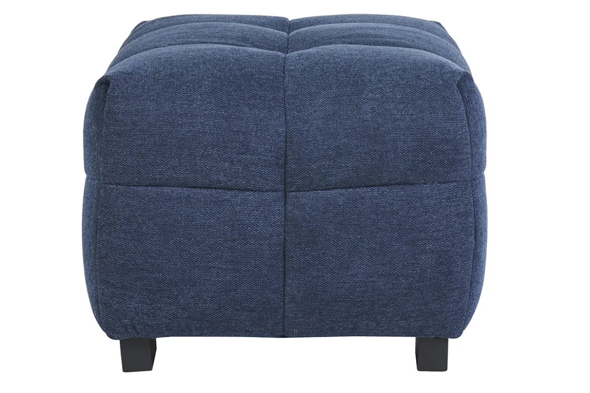 Pouf repose-pieds design en tissu effet velours texturé bleu foncé CORTO