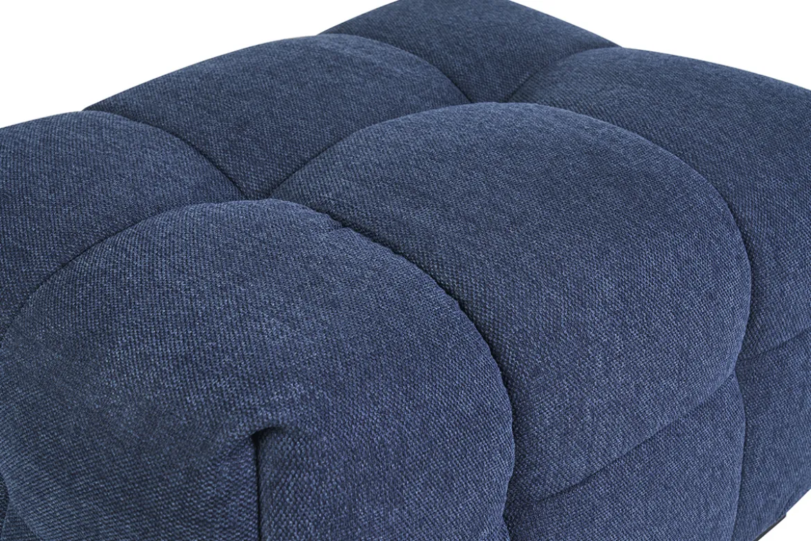 Pouf repose-pieds design en tissu effet velours texturé bleu foncé CORTO