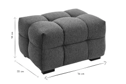 Pouf repose-pieds design en tissu effet velours texturé bleu foncé CORTO
