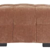 Pouf repose-pieds design en tissu effet velours terre brûlée CORTO
