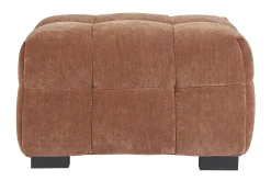Pouf repose-pieds design en tissu effet velours terre brûlée CORTO