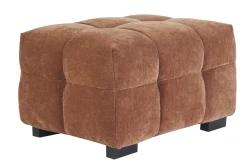 Pouf repose-pieds design en tissu effet velours terre brûlée CORTO