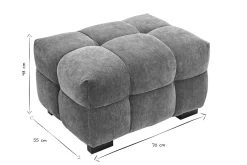 Pouf repose-pieds design en tissu effet velours terre brûlée CORTO
