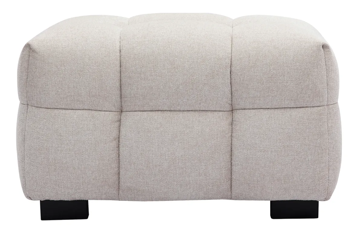 Pouf repose-pieds design en tissu effet velours texturé beige CORTO