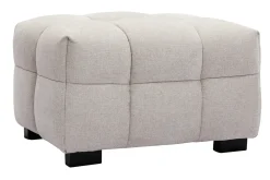 Pouf repose-pieds design en tissu effet velours texturé beige CORTO