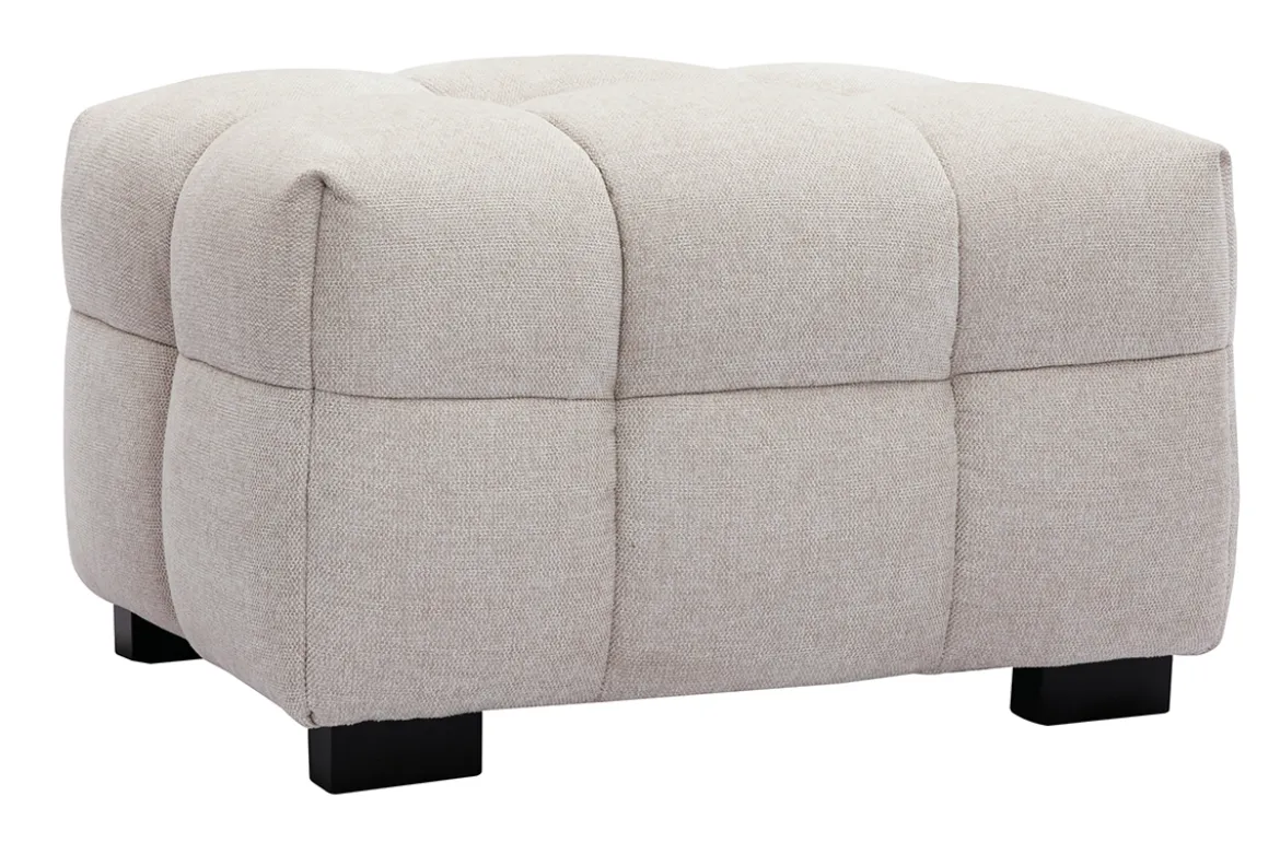 Pouf repose-pieds design en tissu effet velours texturé beige CORTO