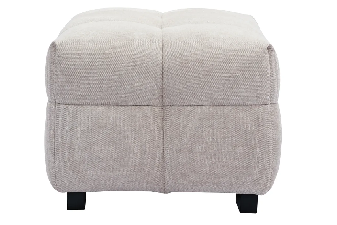 Pouf repose-pieds design en tissu effet velours texturé beige CORTO