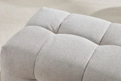 Pouf repose-pieds design en tissu effet velours texturé beige CORTO