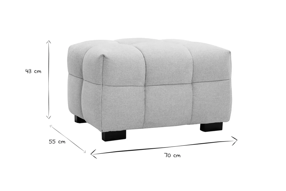 Pouf repose-pieds design en tissu effet velours texturé beige CORTO