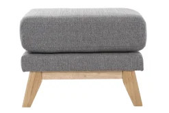 Pouf repose-pieds déhoussable scandinave en tissu gris clair et bois clair OSLO