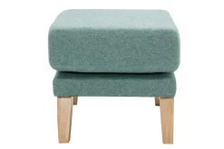 Pouf repose-pieds déhoussable scandinave en tissu vert de gris et bois clair OSLO