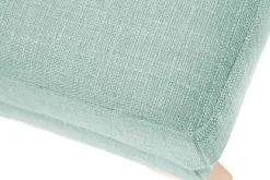 Pouf repose-pieds déhoussable scandinave en tissu vert lagon et bois clair OSLO