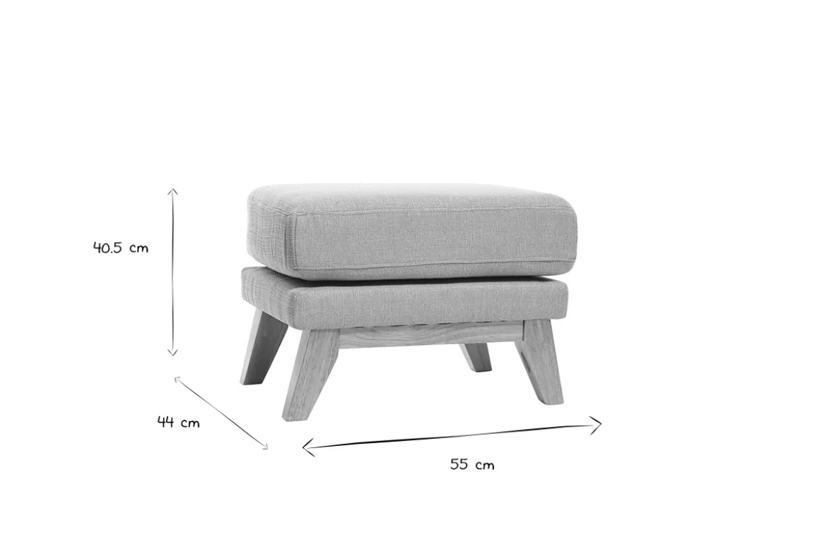 Pouf repose-pieds déhoussable scandinave en tissu vert lagon et bois clair OSLO